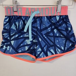 Under Armour Girl's Blue Patterned Athletic Shorts